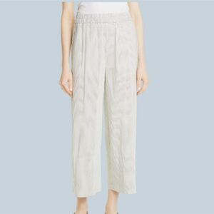 Vince NWT Women's Stripe Linen Blend Crop Pull On Pants Size: XL